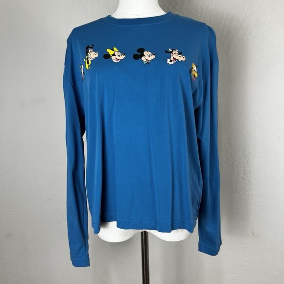Disney Mickey Friends Blue Long Sleeve Shirt Size Large Minnie Horace Clarabelle - Picture 1 of 11